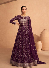 Fine Georgette Gown in Purple Colour
